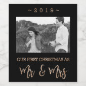 2019シック氏とミセスとしての私たちの初めてのクリスマスモダン ワインラベル (シングルラベル)