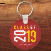 2019パーソナライズされた年の赤と黄色のクラス キーホルダー (正面)