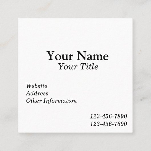 2019フォトカパーソナライズされたレンダー スクエア名刺 (裏面)