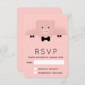 2019中国の年新年Earth Pig in a Bow Tie RSVP (正面/裏面)
