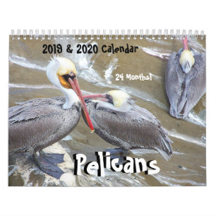 2019匹の2020年のペリカンの鳥の野性生物動物のカレンダー カレンダー