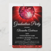 2019卒業パーティードレッドディスコボール輝き 招待状 (正面)