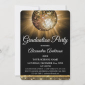 2019卒業パーティー金ゴールドディスコボールスパークル 招待状 (正面)