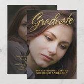 2019卒業生用 偽の金箔2面お知らせ 招待状 (正面/裏面)