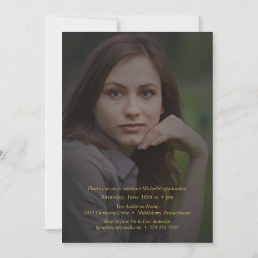 2019大学院のフェイクな金ゴールドホイルは発表2味方しました 招待状 (裏面)