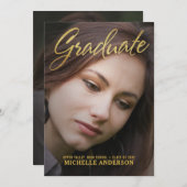 2019大学院のフェイクな金ゴールドホイルは発表2味方しました 招待状 (正面/裏面)