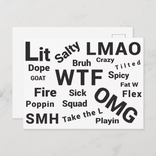 2019年のスラング10代のことわざとトーク ポストカード (正面/裏面)