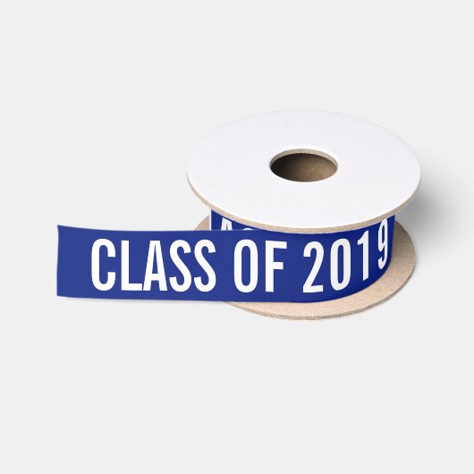 2019年のタイポグラフィの濃紺の白の大学院のクラス サテンリボン (リール)