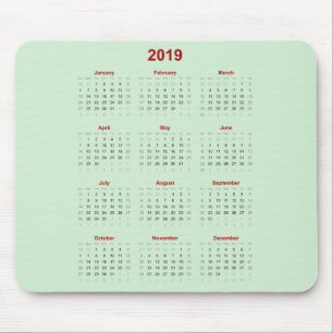 2019年のマウスパッドのカレンダー マウスパッド