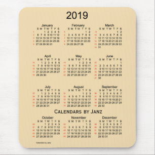 2019年のムギJanz著52週のカレンダー マウスパッド