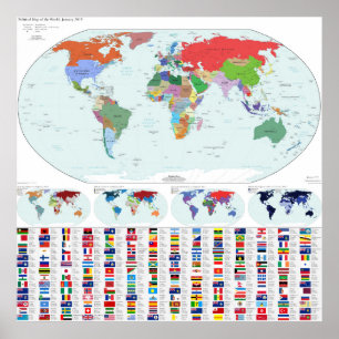 2019年の世界の政治地図(私たちの公正な国) ポスター