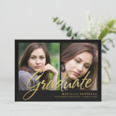 2019年の卒業のフェイクな金ゴールドホイルのブラシの原稿 招待状 (スタンド正面)