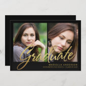 2019年の卒業のフェイクな金ゴールドホイルのブラシの原稿 招待状 (正面/裏面)