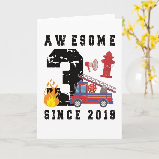 2019年の3回目の誕生日贈生まれ与消防士 カード (黄色い花)