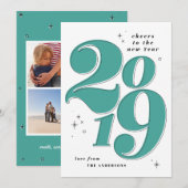 2019年を祝おう - 複数の写真で構成される大胆な新年のカード シーズンカード (正面/裏面)
