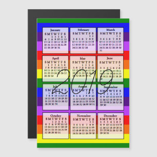 2019年カレンダーマグネット虹の背景 マグネット招待状