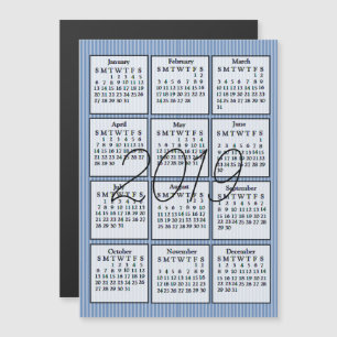 2019年カレンダーマグネット(青と白のストライプ) マグネット招待状