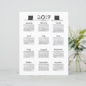 2019年カレンダー生地フォント生地ボルト白黒 (スタンド正面)