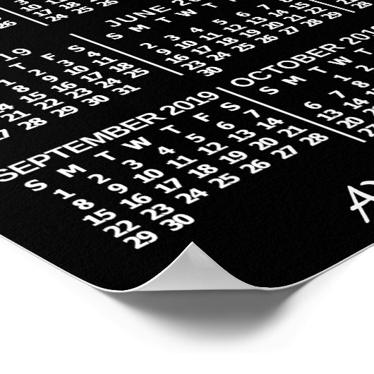 2019年カレンダー黒カスタムい写真3枚 ポスター (角)