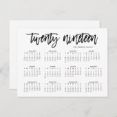 2019年カレンダー | モダンタイポグラフィ ポストカード (正面/裏面)