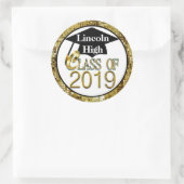 2019年クラスきらめく金ゴールド卒業シール ラウンドシール (バッグ)