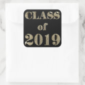 2019年クラスのブラックおよび金ゴールドグリッタータイポグラフィ スクエアシール (バッグ)