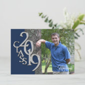 2019年クラス写真卒業ブルーシルバー 招待状 (スタンド正面)