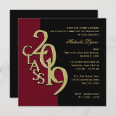 2019年クラス色選択金ゴールド卒業 招待状 (正面/裏面)