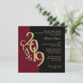 2019年クラス色選択金ゴールド卒業 招待状 (スタンド正面)