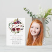 2019年クラス赤紫フローラ写真卒業 招待状 (スタンド正面)