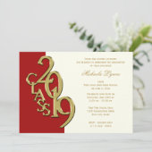 2019年クラス金ゴールド赤アイボリー 招待状 (スタンド正面)