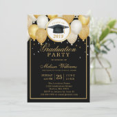 2019年クラス黒エレガント金ゴールド卒業 招待状 (スタンド正面)