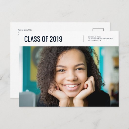 2019年クラス |フォト卒業招待状 ポストカード (正面/裏面)