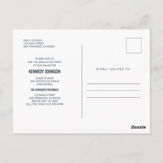 2019年クラス |フォト卒業招待状 ポストカード (裏面)