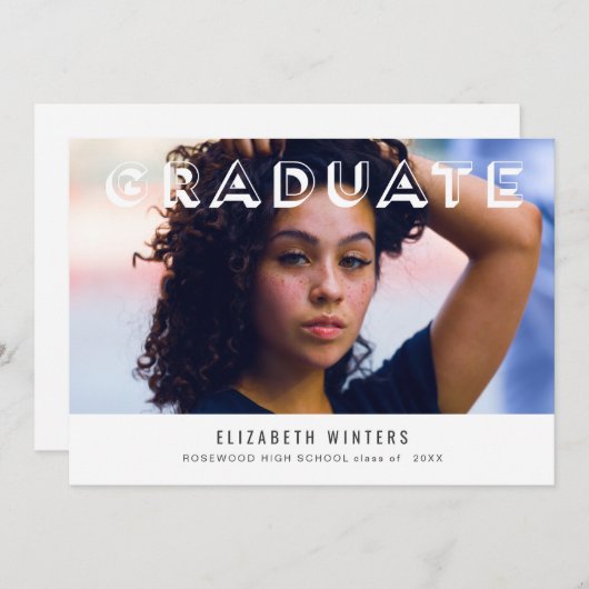 2019年グラッドアナウンスフォトカード – シャドーレター 招待状 (正面/裏面)