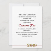 2019年マルーン&金ゴールド卒業党のクラス 招待状 (裏面)