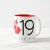 2019年モダン豚の新年中国のおめでとう ツートーンマグカップ (正面右)