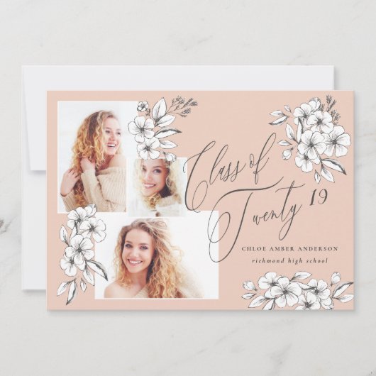 2019年図解入りの、写真付きの卒業フローラ授業 案内状 (正面)