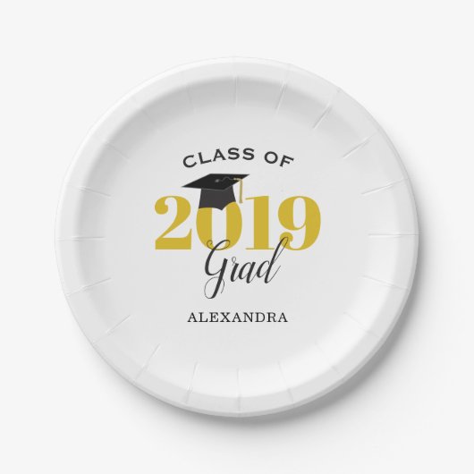 2019年度クラス |シンプル金ゴールド ペーパープレート (正面)