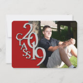 2019年度赤写真卒業招待状 招待状 (正面)