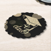 2019年度 優雅なゴールドグリッターの卒業帽 ペーパーコースター (アングル)