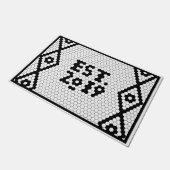2019年新作 黒と白のタイル玄関マット ドアマット (アングル)