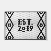 2019年新作 黒と白のタイル玄関マット ドアマット (正面)