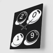 2019年白黒タイポグラフィ年または文字 スクエア壁時計 (傾斜)