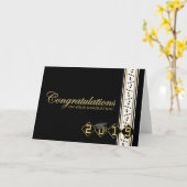 2019年黒番&金ゴールド卒業祝いカード カード (黄色い花)