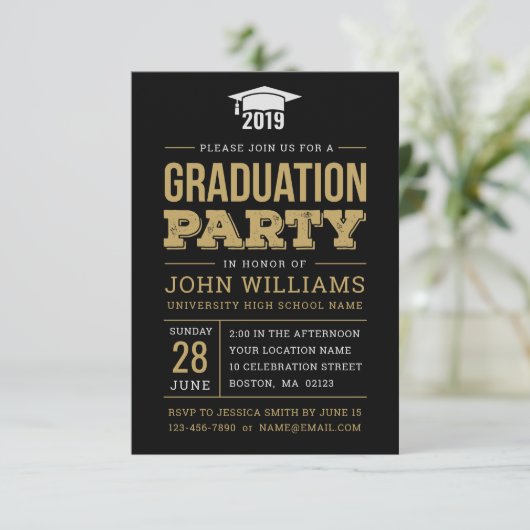 2019年黒素朴金ゴールド卒業パーティー 招待状 (スタンド正面)