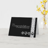 2019年黒銀卒業祝い カード (黄色い花)