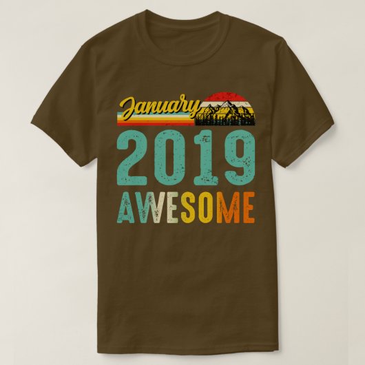 2019年1月誕生日ギフトシャツヴィンテージ1月2日 Tシャツ (デザイン正面)