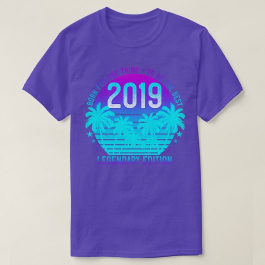 2019年2回目の誕生日ヴィンテージ美的サンセットパーム2 Tシャツ (デザイン正面)