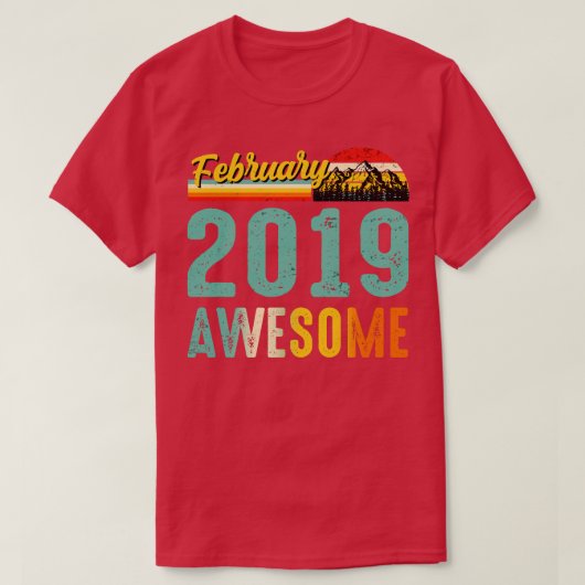 2019年2月誕生日ギフトシャツヴィンテージ2月 Tシャツ (デザイン正面)